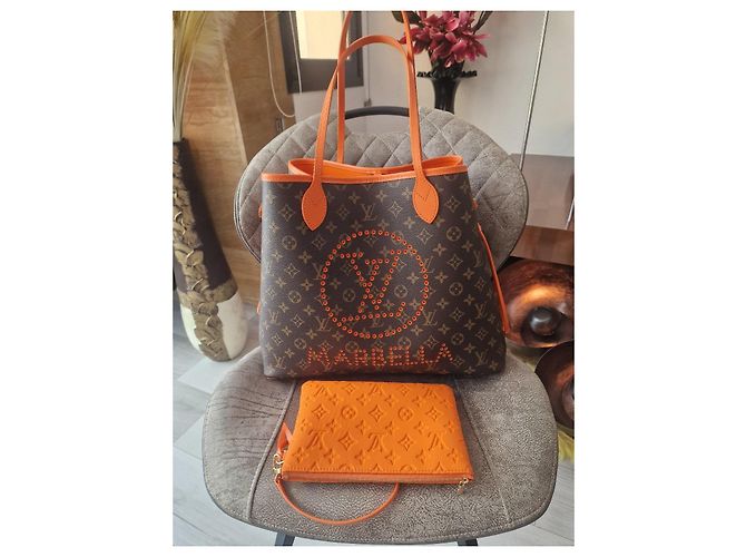 Louis Vuitton Neverfull GM Marbella Marrone Arancione - vista 2