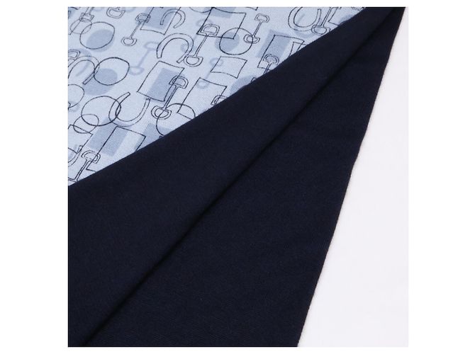 Hermès Hermes Cashmere- und Seidenschal Marineblau Hellblau - Ansicht 3