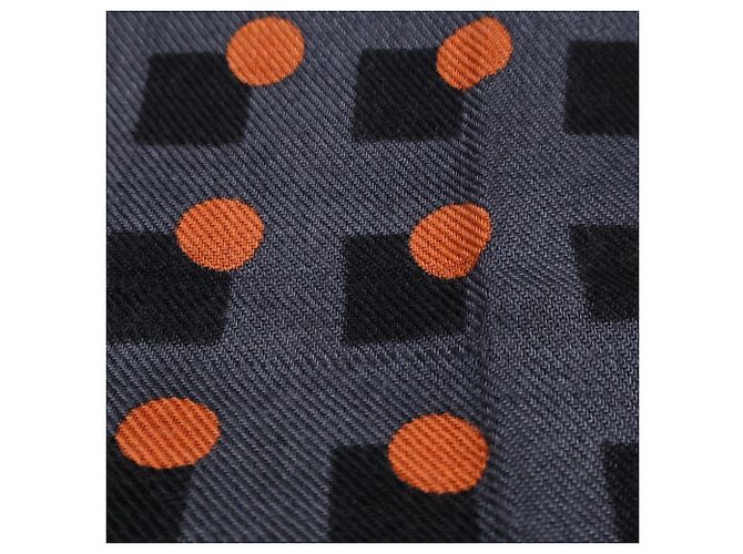 Hermès Sciarpa in cashmere e seta a pois Hermes Marrone Arancione - vista 9
