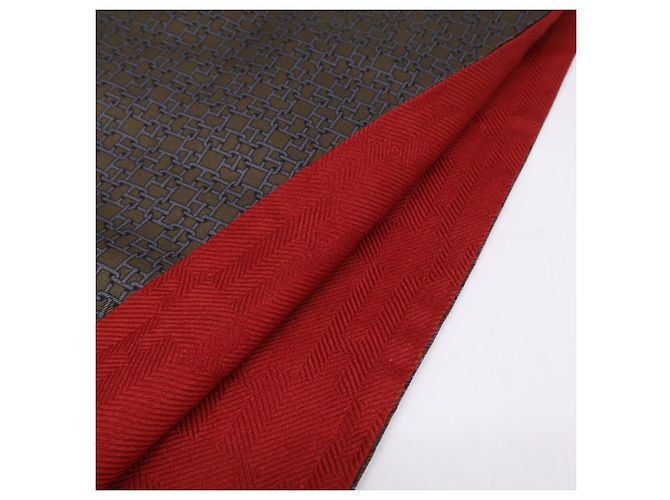 Hermès Stola in seta e lana Hermes Marrone Rosso Cachi - vista 3