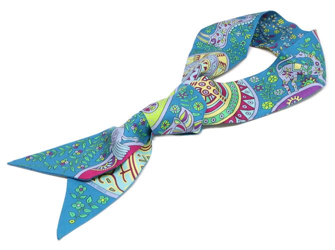 Hermès Foulard Twilly Hermes L'Arbre de Vie in blu - vista 3