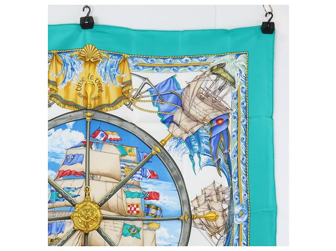 Hermès Hermes Vive le Vent Carré 90 Sciarpa in seta Multicolore Verde - vista 3