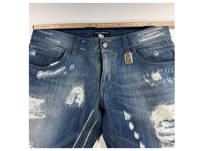 Jeans in denim blu con effetto vissuto Dolce & Gabbana - vista 11