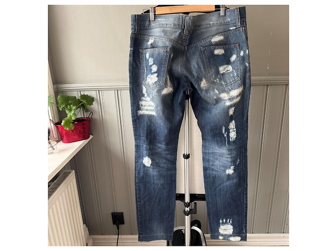 Jeans in denim blu con effetto vissuto Dolce & Gabbana - vista 2