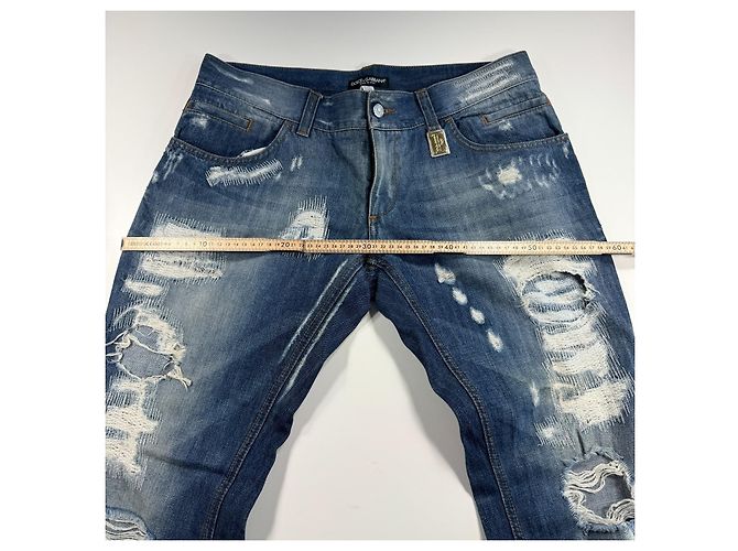 Jeans in denim blu con effetto vissuto Dolce & Gabbana - vista 4