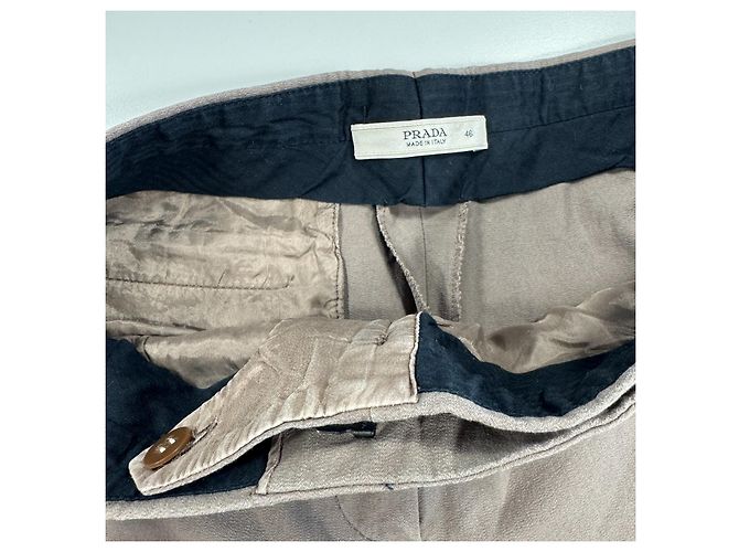 Pantalones de mezcla de algodón beige para mujer Prada Talla 46 - vista 9
