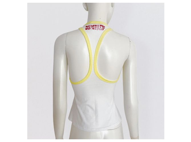 Dsquared2 Canotta in cotone bianca con stampa cactus Bianco Rosso Blu Verde - vista 3