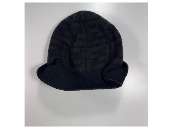 Berretto Fendi FF Monogram Marrone Nero - vista 2