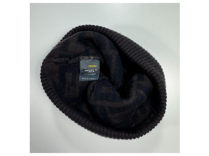 Berretto Fendi FF Monogram Marrone Nero - vista 3