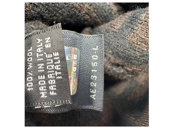 Berretto Fendi FF Monogram Marrone Nero - vista 4