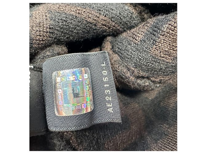 Berretto Fendi FF Monogram Marrone Nero - vista 5
