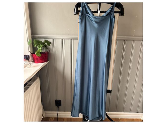 Vestido lencero de satén azul Max Mara Leisure - vista 2