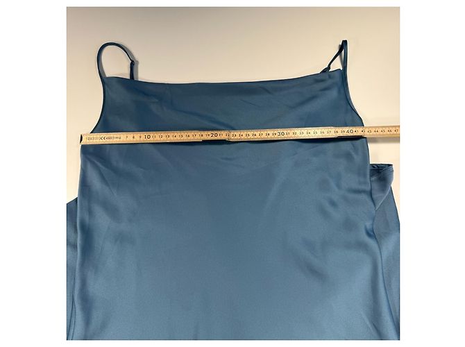 Vestido lencero de satén azul Max Mara Leisure - vista 3