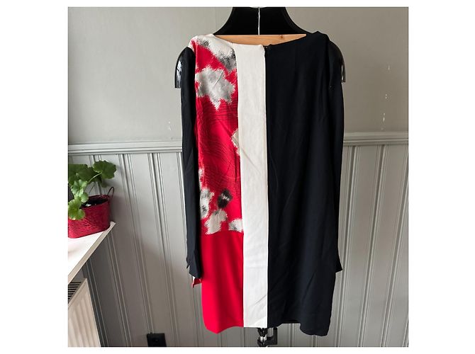 Colorblock Kleid Class von Roberto Cavalli Schwarz Weiß Rot Grau - Ansicht 2