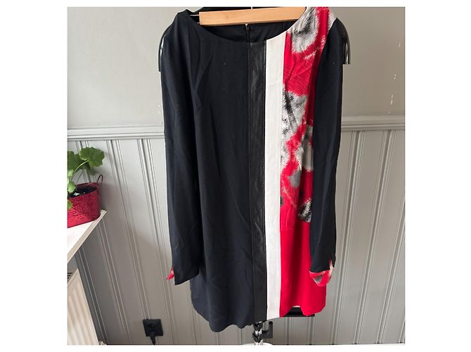Colorblock Kleid Class von Roberto Cavalli Schwarz Weiß Rot Grau - Ansicht 3