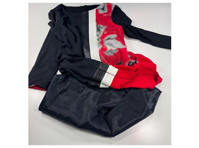 Colorblock Kleid Class von Roberto Cavalli Schwarz Weiß Rot Grau - Ansicht 9