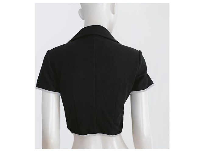 Byblos Camisa Crop Negra con Ribete Blanco Negro - vista 3