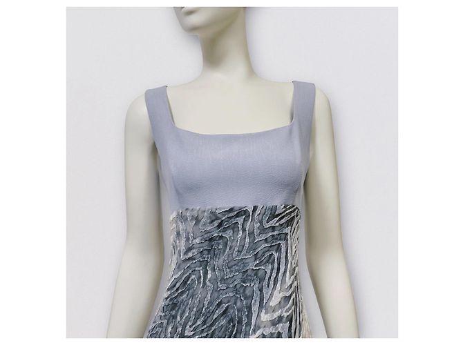 Emanuel Ungaro Mini abito in velluto devoré blu pallido Bianco Grigio Blu chiaro - vista 2