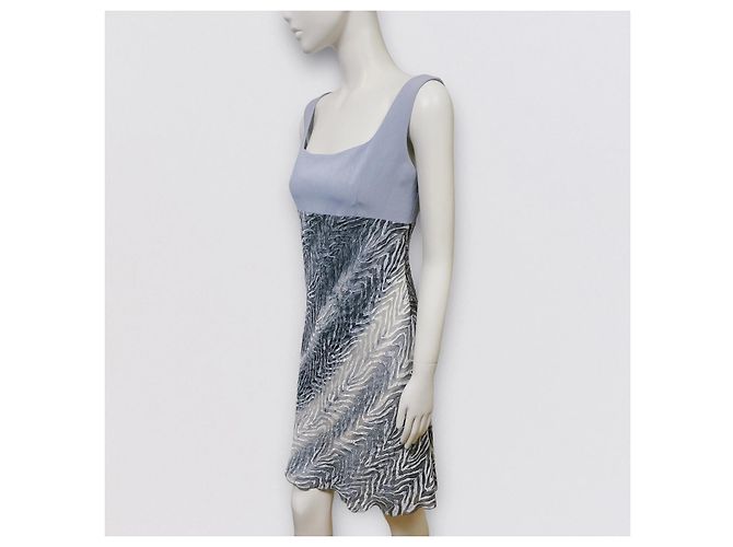 Emanuel Ungaro Mini abito in velluto devoré blu pallido Bianco Grigio Blu chiaro - vista 3