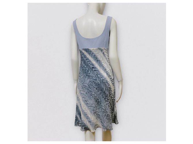 Emanuel Ungaro Mini abito in velluto devoré blu pallido Bianco Grigio Blu chiaro - vista 4