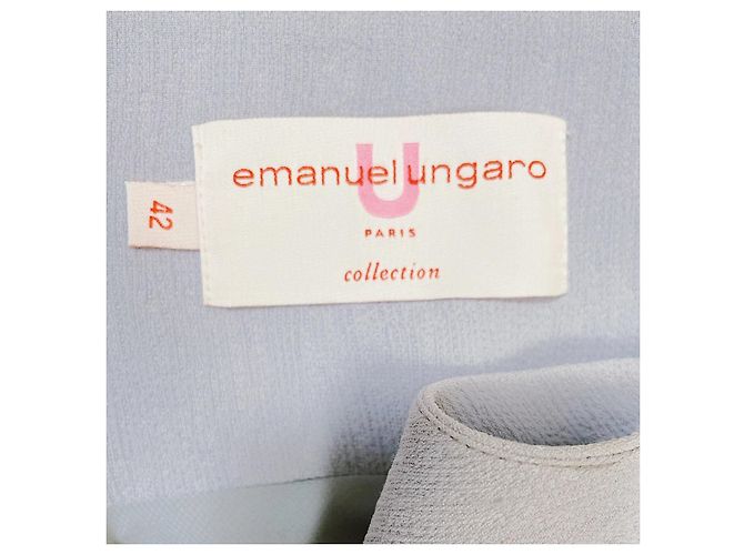Emanuel Ungaro Mini abito in velluto devoré blu pallido Bianco Grigio Blu chiaro - vista 5