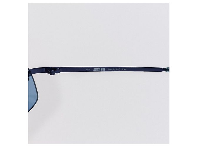 Anna Sui Gafas de sol rectangulares azules con mariposas de strass - vista 3