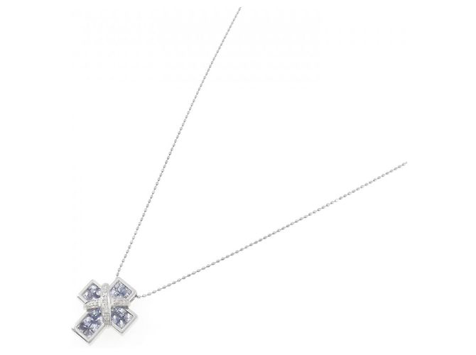 Autre Marque Collana in oro bianco Au750 con zaffiro e diamante Argento - vista 2