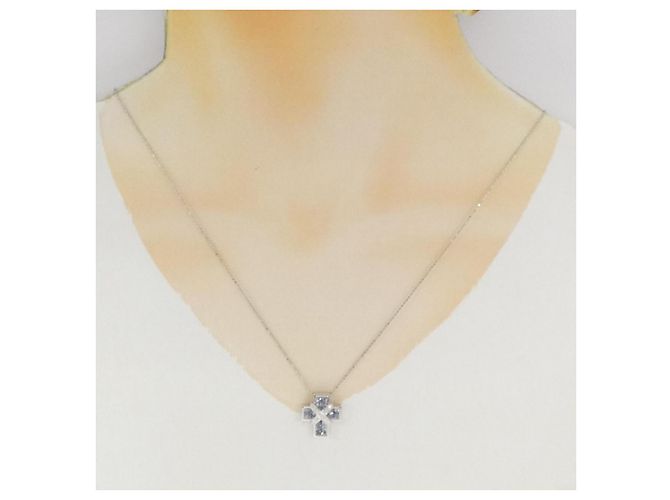 Autre Marque Collana in oro bianco Au750 con zaffiro e diamante Argento - vista 6