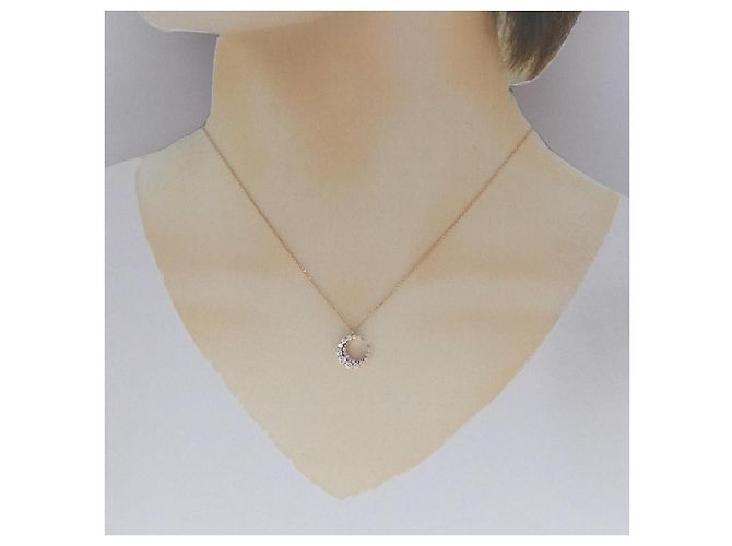 Autre Marque Collana Moon in Au750 e Diamanti Rosa - vista 6