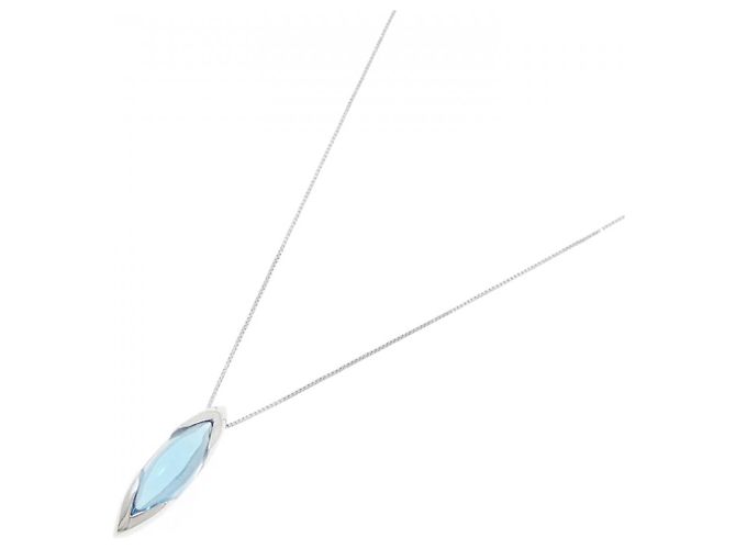 Autre Marque Collana in oro bianco Au750 e topazio blu - vista 2