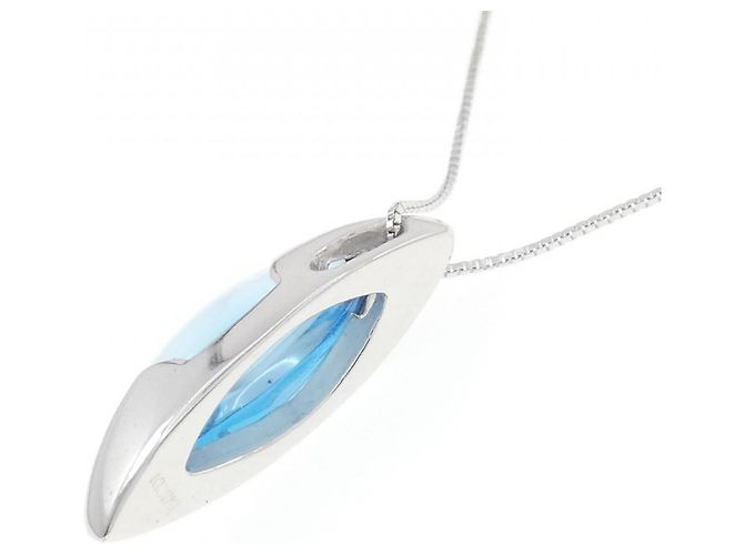 Autre Marque Collana in oro bianco Au750 e topazio blu - vista 4
