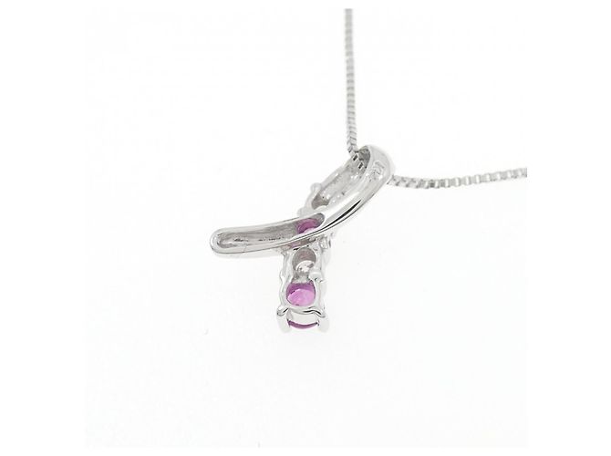 Autre Marque Collana con rubino e diamanti K14WG Argento - vista 4
