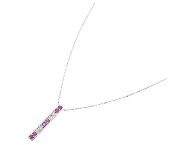 Autre Marque Au750 Rubin-Diamant-Halskette Rot - Ansicht 2
