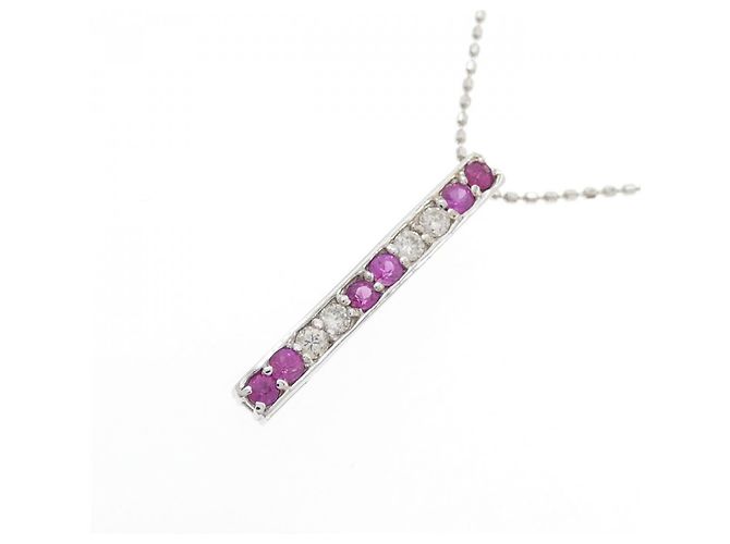 Autre Marque Au750 Rubin-Diamant-Halskette Rot - Ansicht 3