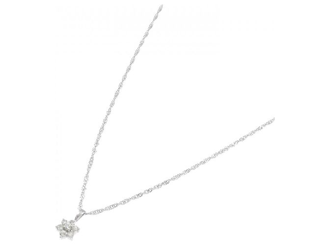 Autre Marque Collana a Fiore con Diamanti PT900/PT850 Argento - vista 2