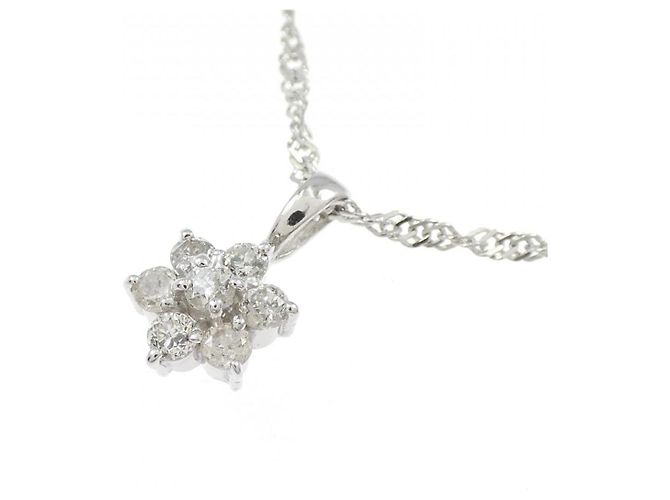 Autre Marque Collana a Fiore con Diamanti PT900/PT850 Argento - vista 3
