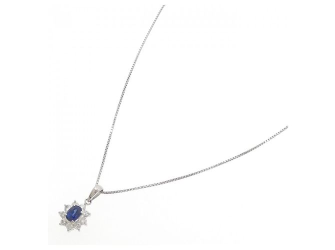 Autre Marque Collana in zaffiri e diamanti Pt850 Blu - vista 2