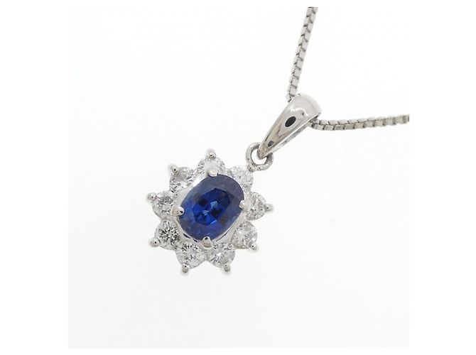 Autre Marque Collana in zaffiri e diamanti Pt850 Blu - vista 3