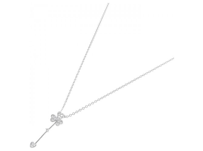 Autre Marque Collana Clover Heart in Diamanti Pt900 Pt850 Argento - vista 2