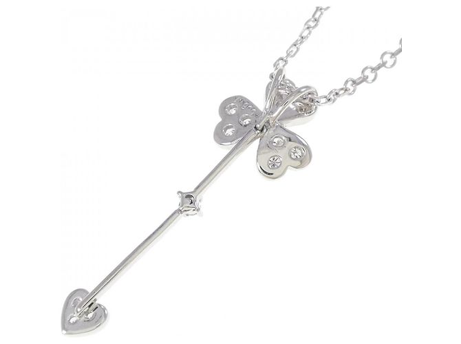 Autre Marque Collana Clover Heart in Diamanti Pt900 Pt850 Argento - vista 4