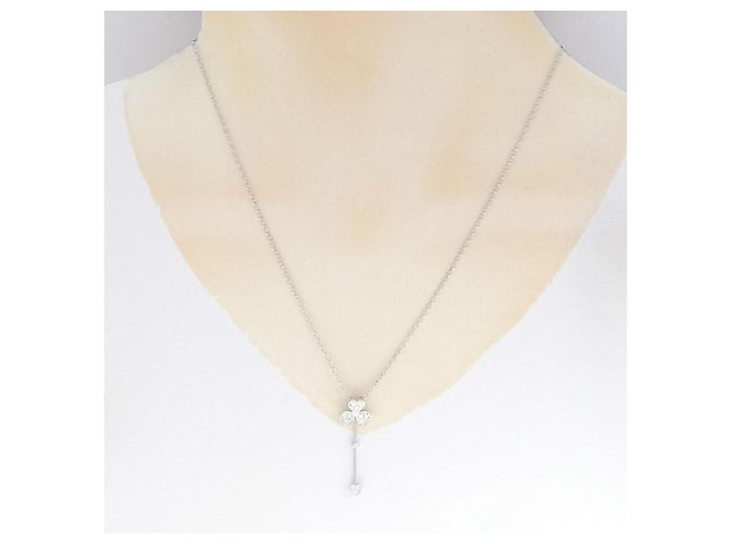 Autre Marque Collana Clover Heart in Diamanti Pt900 Pt850 Argento - vista 6