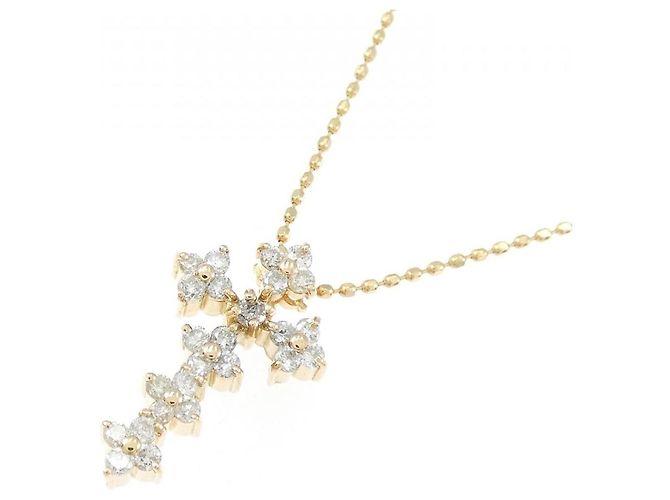 Autre Marque Collana con pendente a fiore a croce con diamanti Au750 - vista 3