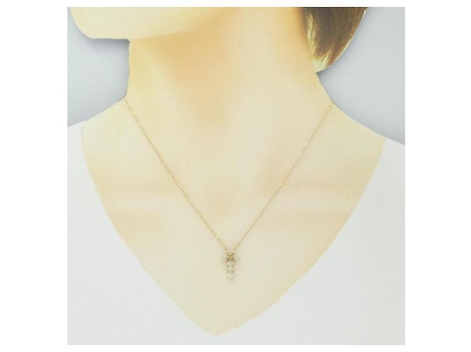 Autre Marque Collana con pendente a fiore a croce con diamanti Au750 - vista 6
