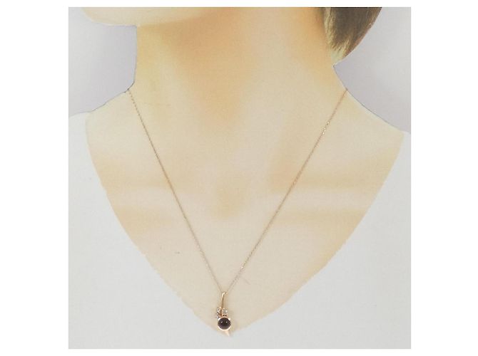 Autre Marque Collar de oro rosa K10 con berilo de cuarzo ahumado - vista 6
