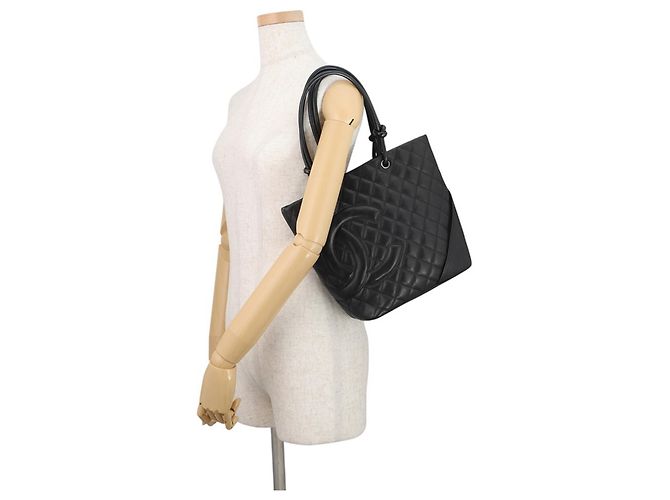 Borsa Tote CHANEL Cambon Line Coco Mark Medium in agnello CHANEL Nera da donna Nero - vista 4