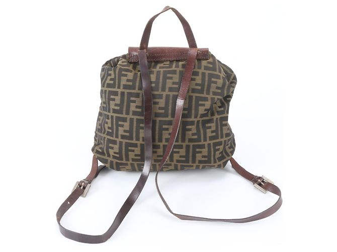 Fendi Zucca Leather Backpack, Rucksack, Shoulder Bag, Handbag, Brown, Women's - view 3