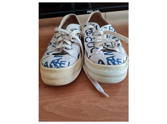Cambon Sneakers basse in tela stampata Chanel Bianco Blu - vista 2