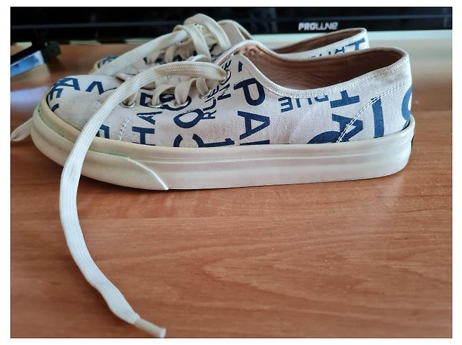 Cambon Sneakers basse in tela stampata Chanel Bianco Blu - vista 4