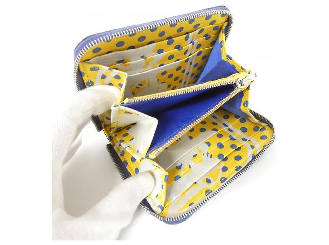 Hermès Hermes BRIDES DE GALA FANTOME POIS Silk In Compact Wallet Blu - vista 5