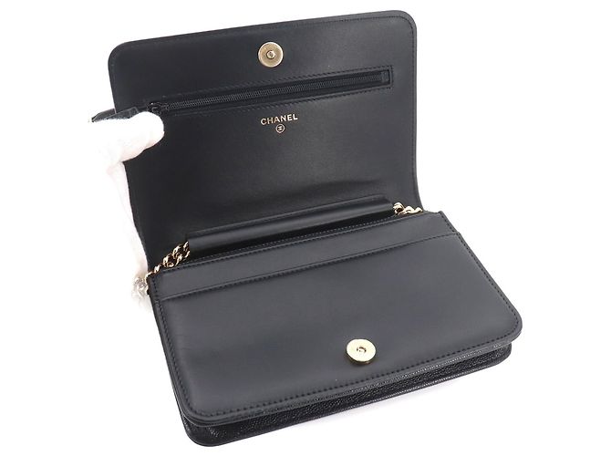 Chanel Boy Chain Wallet, Long Caviar Leather, Black, Gold Hardware. Schwarz - Ansicht 7